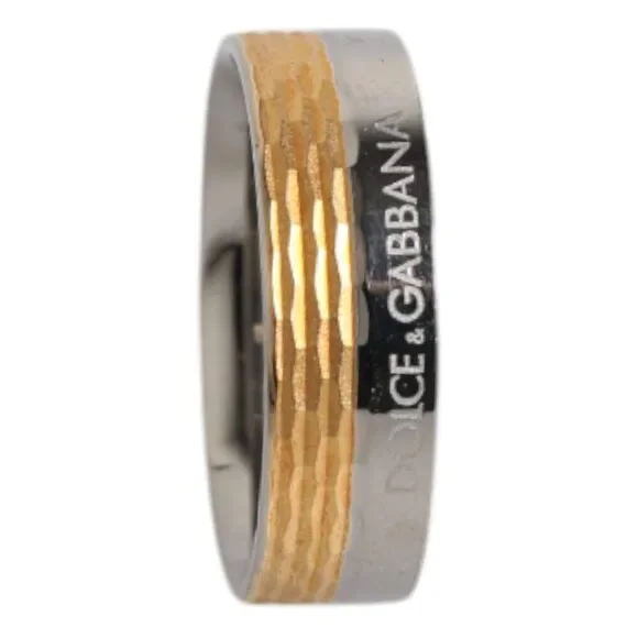 Dolce & Gabbana Gold Silver Tone Real Brass DG Logo Ring Mens Ring